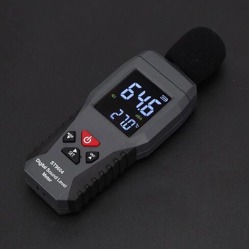 WALFRONT Digital Sound Level Meter with 4-Digit Display and High Sensitivity Sensor, Measure Noise Levels 30-130dBA for Factories Offices Homes in Saudi Arabia