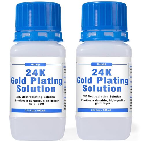 محلول طلاء الذهب عيار 24 قيراط - مخصص لمعدات الطلاء الكهربائي للحمام | محلول طلاء كهربائي عالي النقاء 24K، طلاء غمر، 7 أونصة in Kuwait