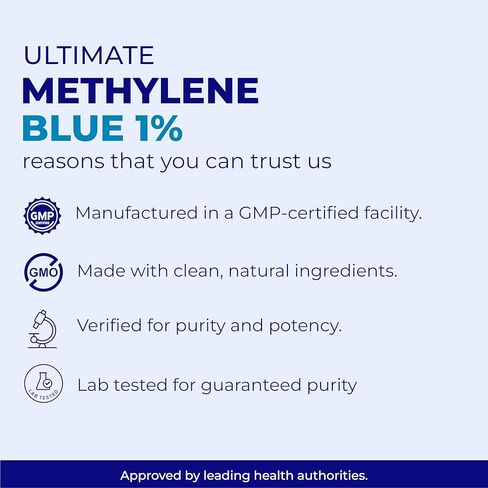 Methylene Blue Drops Pharmaceutical Grade 1.69oz– USP Grade 1% Solution with Balanced Electrolyte SolutionThird-Party Tested Dietary Health Supplement –No Formaldehyde High Cognitive Support in Saudi Arabia