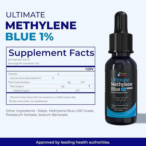 Methylene Blue Drops Pharmaceutical Grade 1.69oz– USP Grade 1% Solution with Balanced Electrolyte SolutionThird-Party Tested Dietary Health Supplement –No Formaldehyde High Cognitive Support in Saudi Arabia