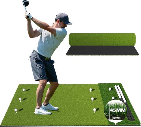 سجادة الجولف RIKADE - 5x4ft & 6x4ft 26mm-31mm بساط ضرب الجولف للمحاكاة، الفناء الخلفي، المرآب، الاستخدام الداخلي والخارجي، تتميز بحصائر مزدوجة العشب مع صينية كروية للتقطيع والتدريب على التأرجح in Kuwait