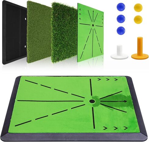 Foldable Golf Hitting Mat with 10mm EVA Base, Premium Dual-Turf Golf Practice Mat for Indoor/Outdoor Training, Simulator Swing and Chipping, Ideal Gift for Golfers, Men, Dad in Kuwait