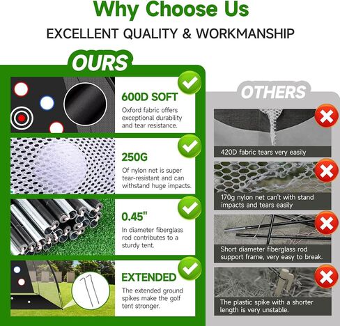شبكة الجولف: شبكة ممارسة ضرب الجولف مقاس 10 × 7 أقدام للاستخدام، مع قاعدة شديدة التحمل مزدوجة العشب، مناسبة لمختلف السيناريوهات الداخلية والخارجية، مشاهد مثل الكراجات والساحات الخلفية والمناطق الرملية والمروج وما إلى ذلك in Kuwait