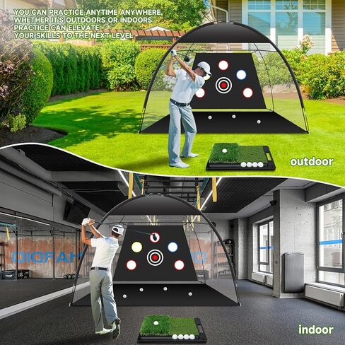 شبكة الجولف: شبكة ممارسة ضرب الجولف مقاس 10 × 7 أقدام للاستخدام، مع قاعدة شديدة التحمل مزدوجة العشب، مناسبة لمختلف السيناريوهات الداخلية والخارجية، مشاهد مثل الكراجات والساحات الخلفية والمناطق الرملية والمروج وما إلى ذلك in Kuwait