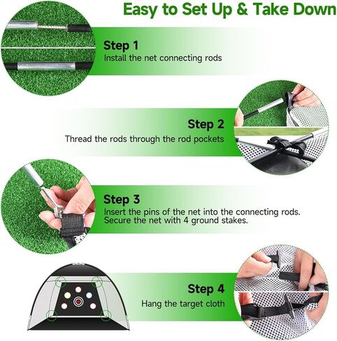 شبكة الجولف: شبكة ممارسة ضرب الجولف مقاس 10 × 7 أقدام للاستخدام، مع قاعدة شديدة التحمل مزدوجة العشب، مناسبة لمختلف السيناريوهات الداخلية والخارجية، مشاهد مثل الكراجات والساحات الخلفية والمناطق الرملية والمروج وما إلى ذلك in Kuwait