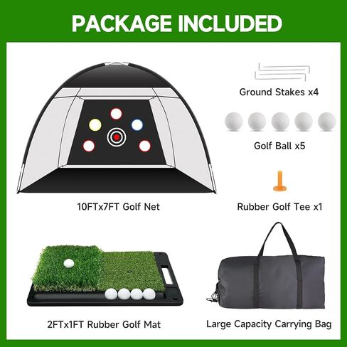 شبكة الجولف: شبكة ممارسة ضرب الجولف مقاس 10 × 7 أقدام للاستخدام، مع قاعدة شديدة التحمل مزدوجة العشب، مناسبة لمختلف السيناريوهات الداخلية والخارجية، مشاهد مثل الكراجات والساحات الخلفية والمناطق الرملية والمروج وما إلى ذلك in Kuwait