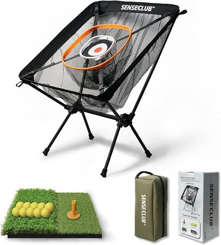 Foldable Chipping Net with Mat & Balls, Heavy-Duty Practice Golf Net Chipping Target, Backyard Golf Game & Gifts in Saudi Arabia