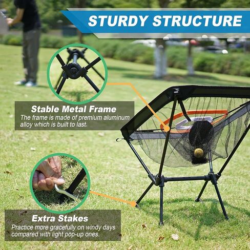 Foldable Chipping Net with Mat & Balls, Heavy-Duty Practice Golf Net Chipping Target, Backyard Golf Game & Gifts in Saudi Arabia