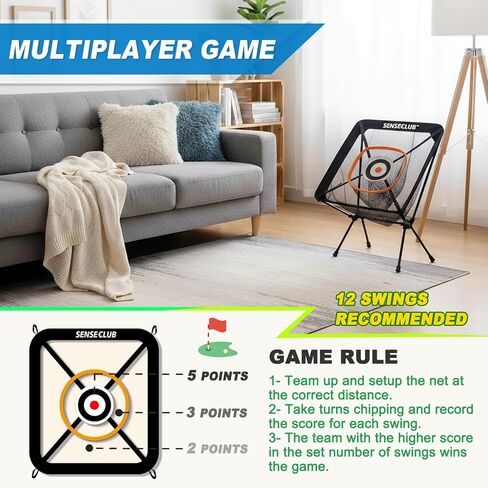 Foldable Chipping Net with Mat & Balls, Heavy-Duty Practice Golf Net Chipping Target, Backyard Golf Game & Gifts in Saudi Arabia