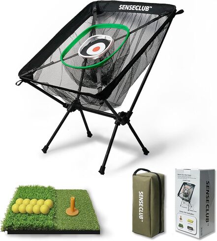 Foldable Chipping Net with Mat & Balls, Heavy-Duty Practice Golf Net Chipping Target, Backyard Golf Game & Gifts in Saudi Arabia