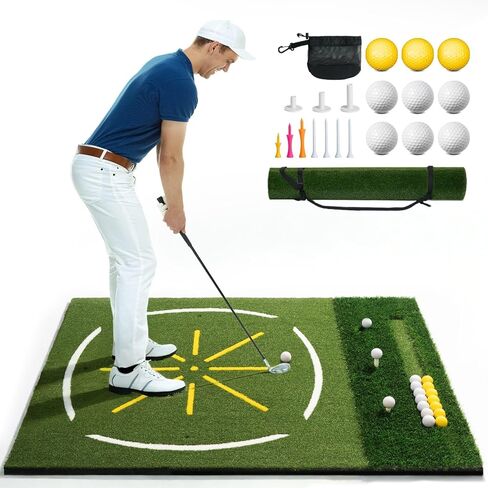 قفص محاكاة الجولف، شبكة ضرب ممارسة الجولف مقاس 10 × 8 أقدام مع شاشة عالية الدقة ثلاثية الطبقات، بساط جولف مقاس 5 × 4 أقدام مع عشب مزدوج للأماكن الداخلية والخارجية، هدايا للرجال والأب ولاعبي الغولف in Kuwait
