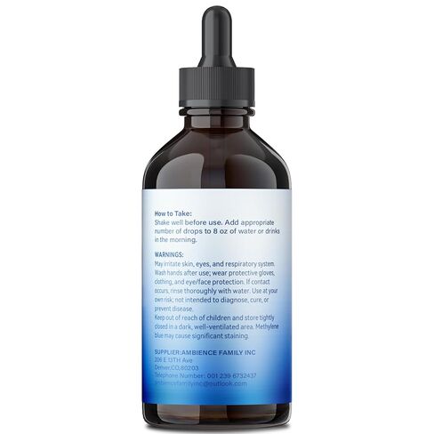 3% قطرات الميثيلين الزرقاء - سائل الميثيلين الأزرق عالي النقاء بدرجة صيدلانية USP للبشر، دعم الإدراك والتركيز، بدون كحول، بدون فورمالدهايد، 120 مل، 4.06 أونصة سائلة in Kuwait