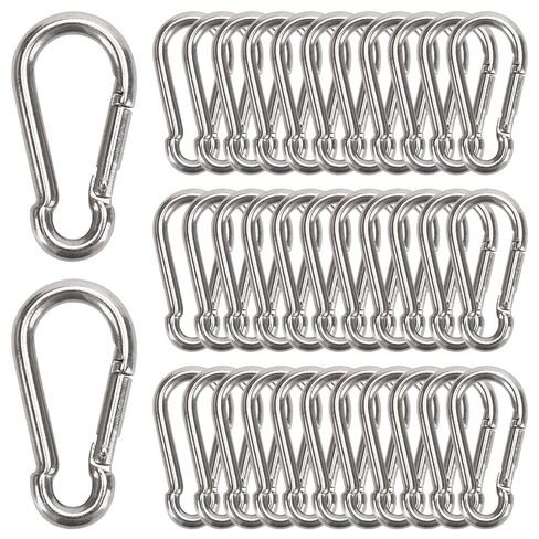 35 Pcs Small Carabiner Clip, 1.57 inch 304 Stainless Steel Carabiners Heavy Duty Spring Snap Hooks for Climbing Hiking Camping, Keychain in Kuwait