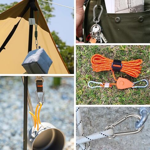 35 Pcs Small Carabiner Clip, 1.57 inch 304 Stainless Steel Carabiners Heavy Duty Spring Snap Hooks for Climbing Hiking Camping, Keychain in Kuwait