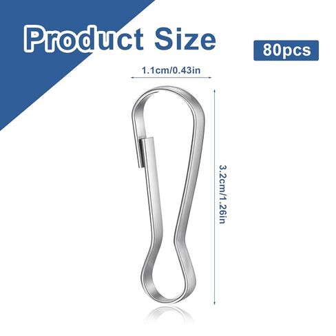 80 Pcs Metal Spring Hook, 304 Stainless Steel Snap Hooks Stainless Steel Spring Clip Lanyard Snap Hook Metal Hooks Ideal for Key Chain, ID Card, DIY, Plant Hanger etc.（32mm） in Saudi Arabia