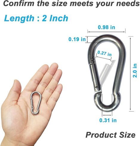 8 قطع 304 مشبك حلقة تسلق من الفولاذ المقاوم للصدأ، مشبك سلسلة مفاتيح بخطاف قفل صغير مقاس 2 بوصة بسعة 200 رطل، حلقة تسلق معدنية مقاومة للصدأ للاستخدام في الهواء الطلق، وصالة الألعاب الرياضية، والتخييم، والاستخدام اليومي in Kuwait