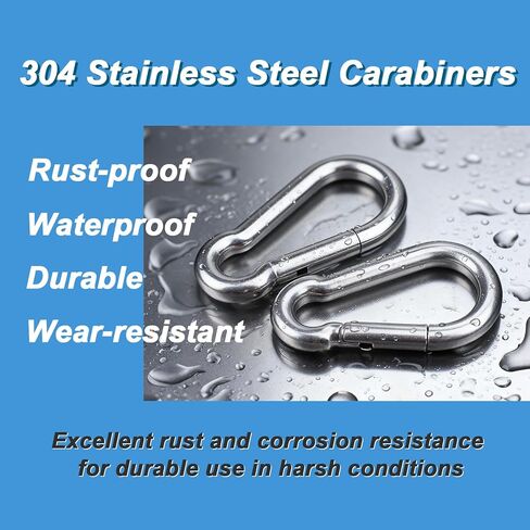 8 قطع 304 مشبك حلقة تسلق من الفولاذ المقاوم للصدأ، مشبك سلسلة مفاتيح بخطاف قفل صغير مقاس 2 بوصة بسعة 200 رطل، حلقة تسلق معدنية مقاومة للصدأ للاستخدام في الهواء الطلق، وصالة الألعاب الرياضية، والتخييم، والاستخدام اليومي in Kuwait