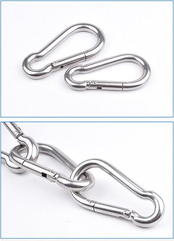 8 قطع 304 مشبك حلقة تسلق من الفولاذ المقاوم للصدأ، مشبك سلسلة مفاتيح بخطاف قفل صغير مقاس 2 بوصة بسعة 200 رطل، حلقة تسلق معدنية مقاومة للصدأ للاستخدام في الهواء الطلق، وصالة الألعاب الرياضية، والتخييم، والاستخدام اليومي in Kuwait