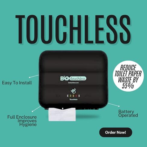 Touchless Wall-Mounted Toilet Paper Dispenser for Bath Tissue | Smart Sensor Toilet Paper Holder Compatible with Two-Ply Toilet Tissue | Home, Industrial & Commercial Restrooms in Kuwait