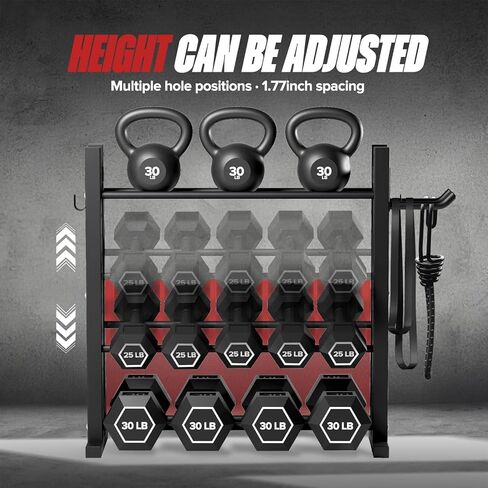 3-Tier Dumbbell Rack Stand Only, Weight Rack for Home Gym Dumbbells, Adjustable Height, Compact Design, 1000LB Capacity Dumbbell Storage for Home Use in Saudi Arabia