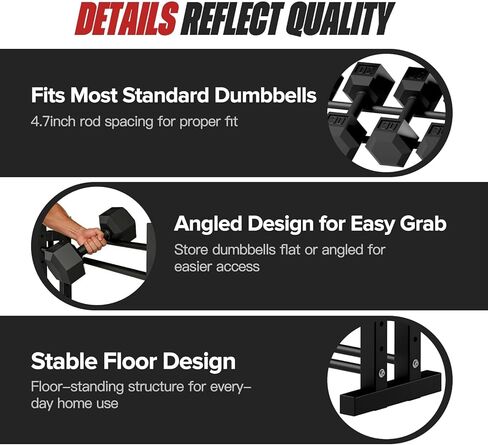 3-Tier Dumbbell Rack Stand Only, Weight Rack for Home Gym Dumbbells, Adjustable Height, Compact Design, 1000LB Capacity Dumbbell Storage for Home Use in Saudi Arabia