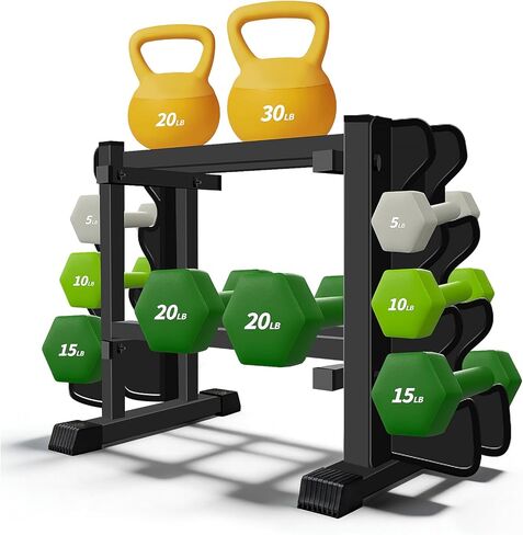 Heavy Duty Dumbbell Rack, Double-Side Extension Holder for Dumbbells & Kettlebells Home Gym Storage Rack in Saudi Arabia