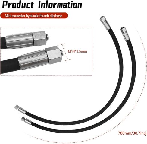 1/4'' 30.7" Excavator Hydraulic Hose with Fittings Fit for Mini Excavator Hydraulic Thumb Clip/Bucket Attachment Oil Drain Pipe, M14 x 1.5mm Male x Male Hydraulic Hose Assembly in Saudi Arabia