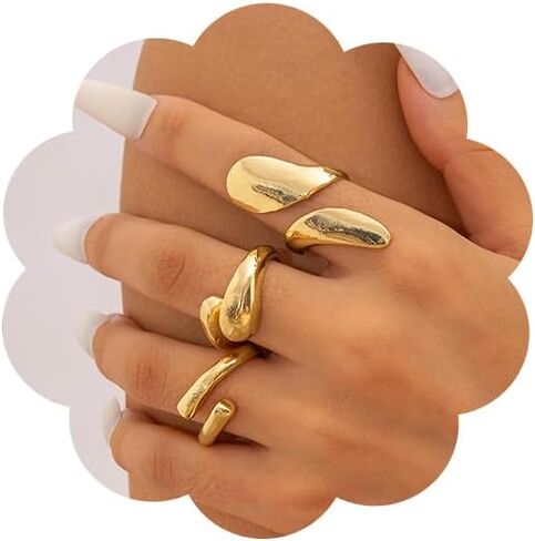 CJIAYUJEW Chunky Gold Rings Set for Women,Trendy Gold Stackable Open Knuckle Ring in Saudi Arabia