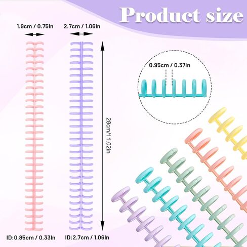 16 PCS Comb Binding Spines, Plastic Spiral Binding Coils, 30 Rings Click Binding Spines for Student Teacher Business Document File Notebook File Making (Colorful) in Kuwait
