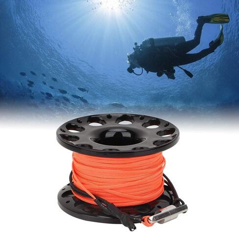Qiilu Diving Spool Reel, 30m 4 Colors Stainless Steel Plastic Diving Finger Spool Reel Diver Underwater Accessory(Orange line) (Black Wheel) in Saudi Arabia