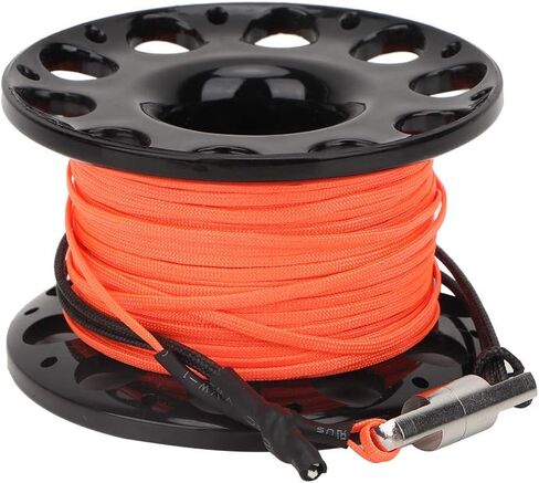 Qiilu Diving Spool Reel, 30m 4 Colors Stainless Steel Plastic Diving Finger Spool Reel Diver Underwater Accessory(Orange line) (Black Wheel) in Saudi Arabia