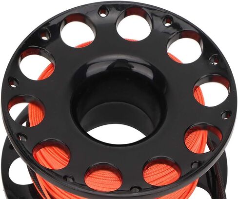 Qiilu Diving Spool Reel, 30m 4 Colors Stainless Steel Plastic Diving Finger Spool Reel Diver Underwater Accessory(Orange line) (Black Wheel) in Saudi Arabia