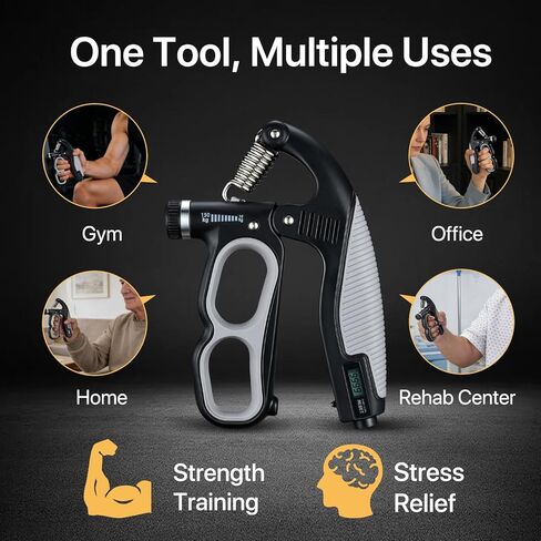مدرب قوة قبضة اليد القابل للتعديل من باور جريب، معدات تمرين شديدة التحمل مع نطاق مقاومة 10-150 كجم، تصميم مريح لتمرين الساعد in Kuwait