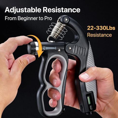 مدرب قوة قبضة اليد القابل للتعديل من باور جريب، معدات تمرين شديدة التحمل مع نطاق مقاومة 10-150 كجم، تصميم مريح لتمرين الساعد in Kuwait