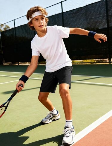 Boys Athletic Shorts Youth Lightweight Basketball Short with Pockets for Gym Sports Tennis in Saudi Arabia