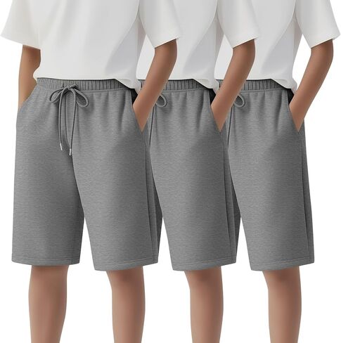 3 Pack Boys Shorts Teen Athletic Basketball Baggy Shorts Kids Casual Basic SweatShorts with Pockets 6-14 Years in Saudi Arabia