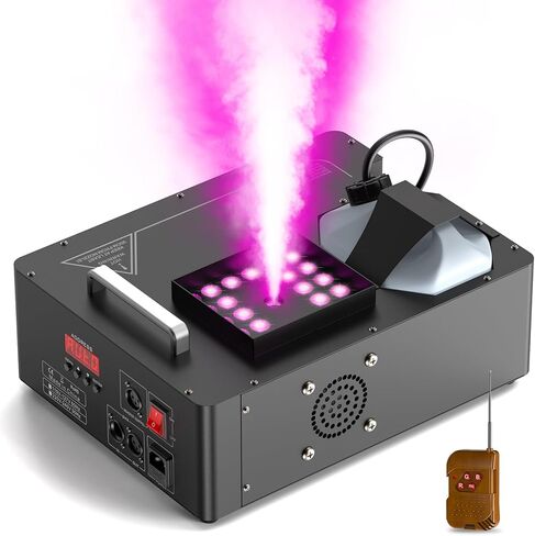 1500W Fog Machine with Lights 24 RGB LED Stage Smoke Machine Vertical Halloween Smoke Machine DMX/Wireless/Manual Control 2.5 Liters with 20000 CFM for Wedding Christmas Party Outdoor Indoor in Kuwait