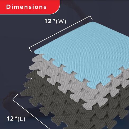 We Sell Mats 3/8" Thick Multipurpose EVA Foam Exercise Floor Mat, 12"x12" Interlocking Kid-Friendly Tiles, Anti-Fatigue for Home, Gym, Playpens, Classrooms in Kuwait