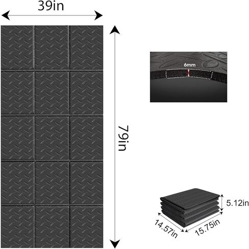 بساط المشي بقياس 79 بوصة × 39 بوصة، بسمك 6 مم، تحت جهاز المشي ووسادة المشي ودراجة التمرين على السجاد والأرضيات الصلبة، تصميم مخطط غير قابل للانزلاق، واقي للأرضية مقاوم للماء، ممتص للضوضاء والصدمات in Kuwait