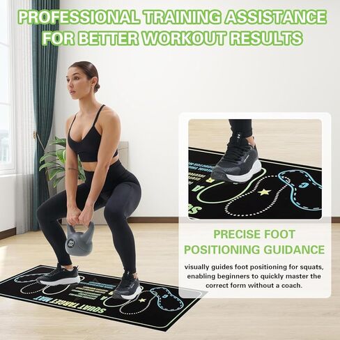 Squat Target Mat, Non-Slip Squat Mat with Foot Position for Improved Muscle Activation, Ideal for Home Fitness Enthusiasts in Kuwait
