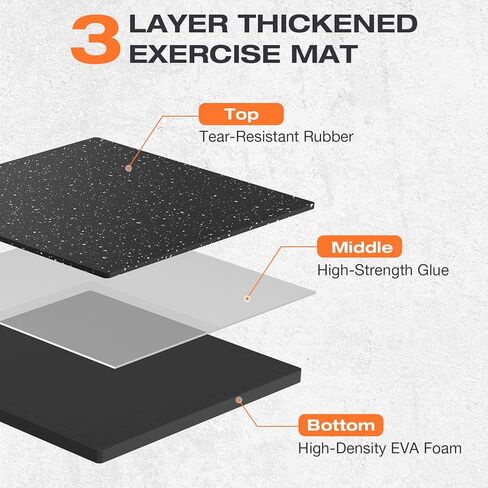 0.56'' Thick 12 Pcs 48 Sq Ft Non-Slip Rubber Top Exercise Equipment Mats, High Density EVA Foam Mats with Rubber Top, Interlocking Puzzle Gym Flooring for Home Gym, Workout Floor Mats, Black in Saudi Arabia