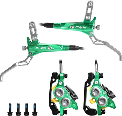 ZTZ MTB 4-Piston Hydraulic Brake Set, Hydraulic Disc Brakes with Ceramic Pads, Compatible with Mountain Bikes & E-Bikes （Pre-Bled, Front 850mm and Rear 1550mm） in Kuwait