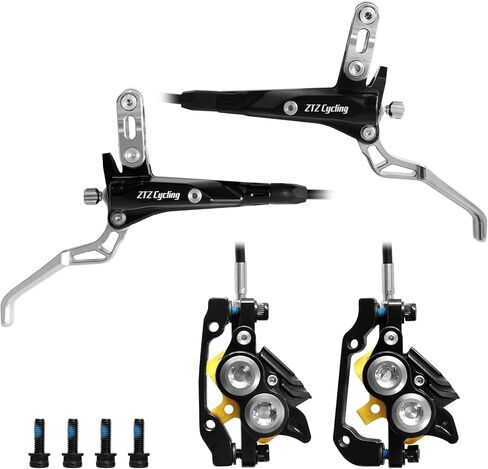 ZTZ MTB 4-Piston Hydraulic Brake Set, Hydraulic Disc Brakes with Ceramic Pads, Compatible with Mountain Bikes & E-Bikes （Pre-Bled, Front 850mm and Rear 1550mm） in Saudi Arabia