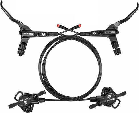 Hydraulic Brakes for Ebike, 2-Pin Power-Off Left Front 1000mm Right Rear 1800mm Aluminum Alloy Bicycle Hydraulic Disc Brake Set for Commuter Folding E-Bike Road Bike 2 Piston in Saudi Arabia
