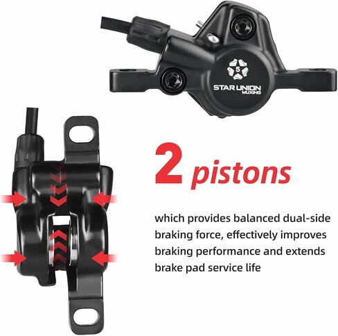 Hydraulic Brakes for Ebike, 2-Pin Power-Off Left Front 1000mm Right Rear 1800mm Aluminum Alloy Bicycle Hydraulic Disc Brake Set for Commuter Folding E-Bike Road Bike 2 Piston in Saudi Arabia