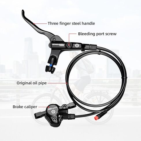 Hydraulic Brakes for Ebike, 2-Pin Power-Off Left Front 1000mm Right Rear 1800mm Aluminum Alloy Bicycle Hydraulic Disc Brake Set for Commuter Folding E-Bike Road Bike 2 Piston in Saudi Arabia