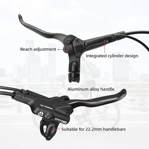 Hydraulic Brakes for Ebike, 2-Pin Power-Off Left Front 1000mm Right Rear 1800mm Aluminum Alloy Bicycle Hydraulic Disc Brake Set for Commuter Folding E-Bike Road Bike 2 Piston in Saudi Arabia