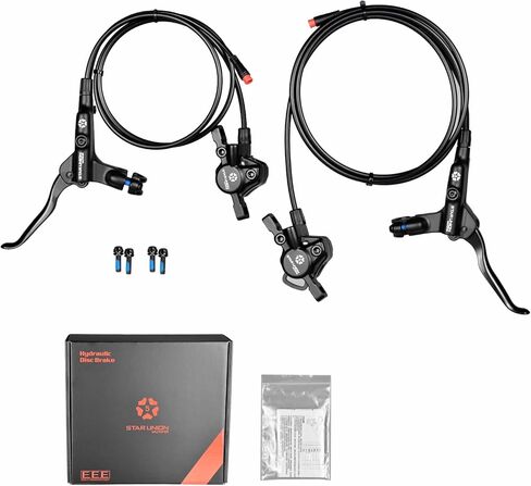 Hydraulic Brakes for Ebike, 2-Pin Power-Off Left Front 1000mm Right Rear 1800mm Aluminum Alloy Bicycle Hydraulic Disc Brake Set for Commuter Folding E-Bike Road Bike 2 Piston in Saudi Arabia