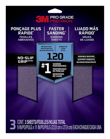 3M 25220P-G PRO GRADE NO-SLIP SANDPAPERANCE ADVACTION ، 9 بوصة × 11 بوصة ، 220 حصى ، حزمة 3 in Kuwait