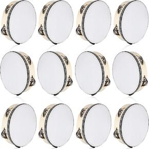 12 Pcs 6 Inch Adult Wedding Tambourines Drum Wooden Hand Held Drum Bell Tambourine with Metal Jingles Musical Instruments Percussion for Church Wedding Dance in Kuwait